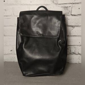 Matt & Nat Black Vegan Leather Flap Backpack  Minimalist Laptop Bag
